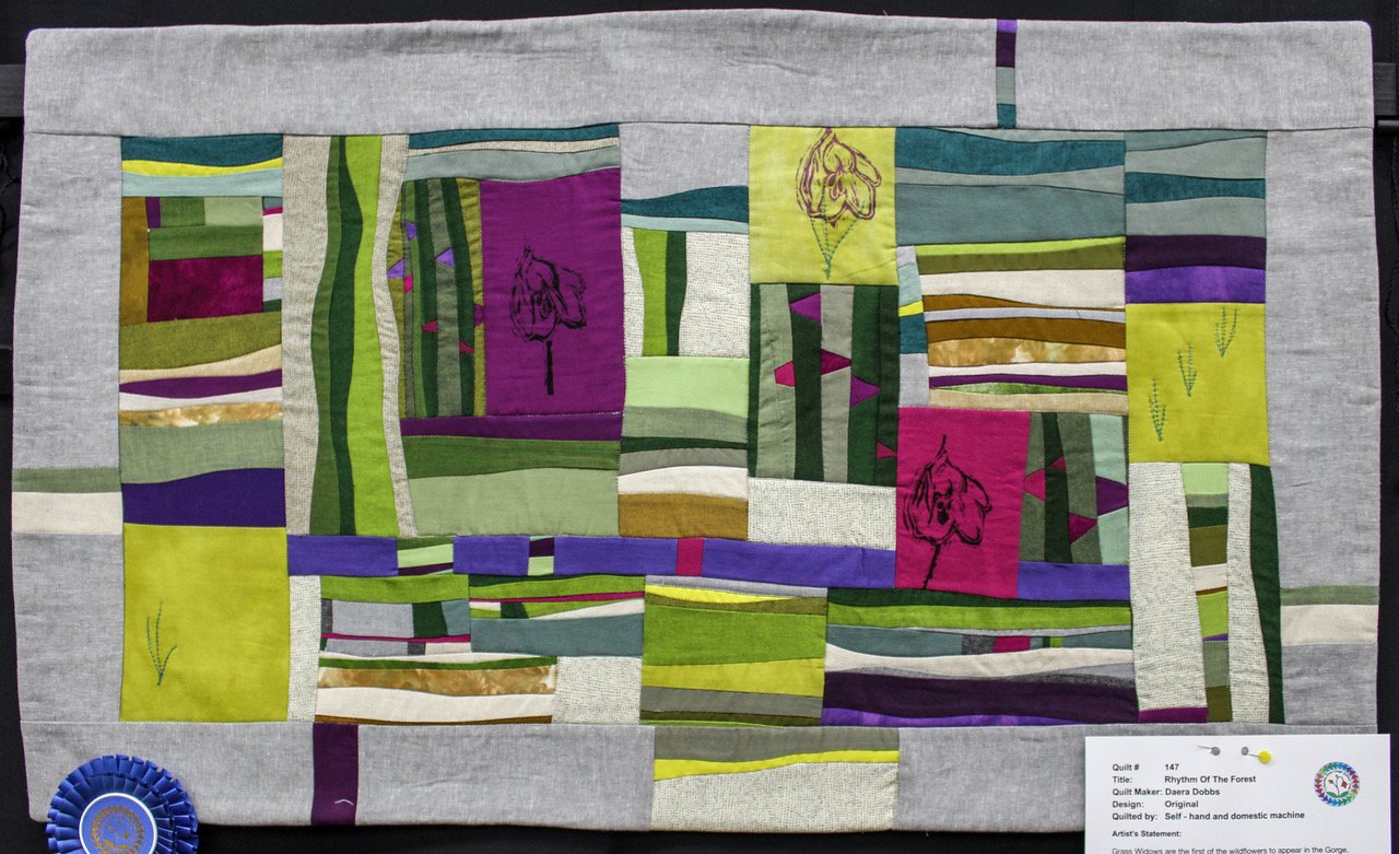 Art Quilt Contemporary 1st Place: "Rhythm Of The Forest" by Daera Dobbs
