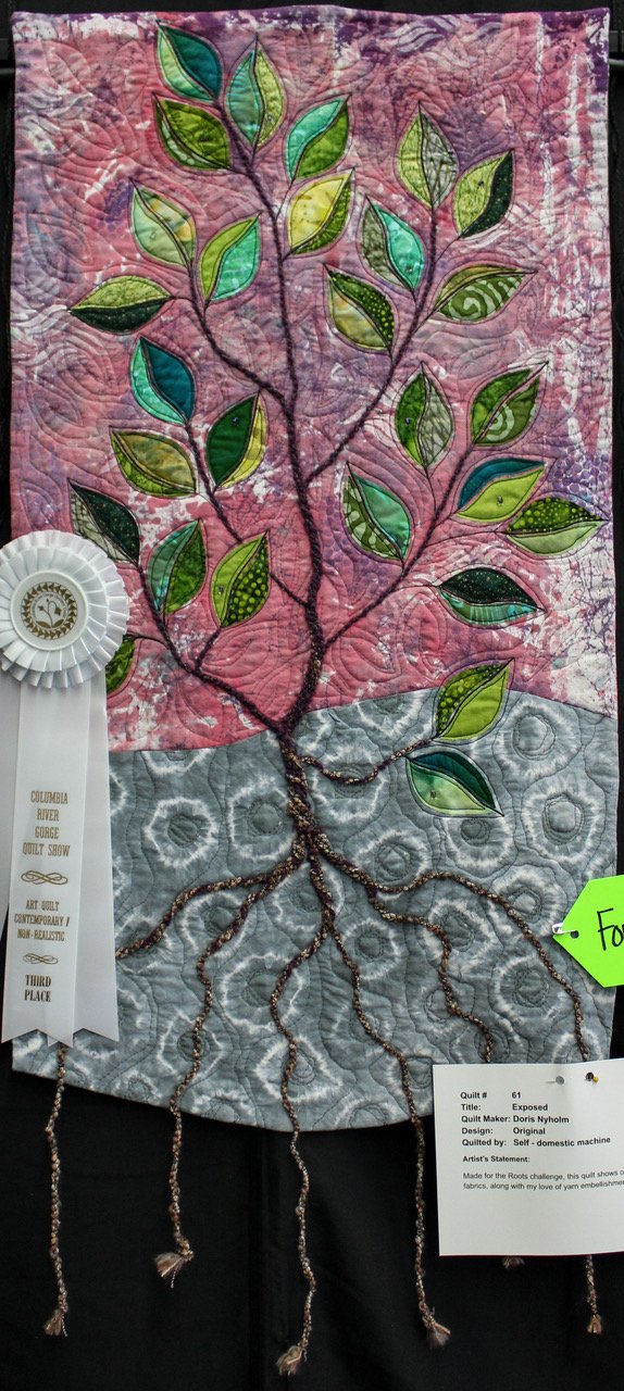 Art Quilt Contemporary 3rd Place: "Exposed" by Doris Nyholm