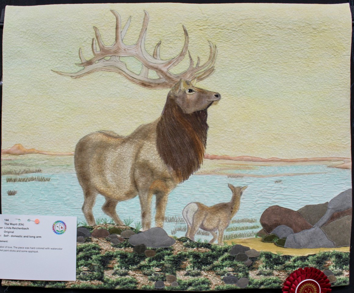 Art Quilt Realistic 2nd Place: "The Wapiti (Elk)" by Linda Reichenbach