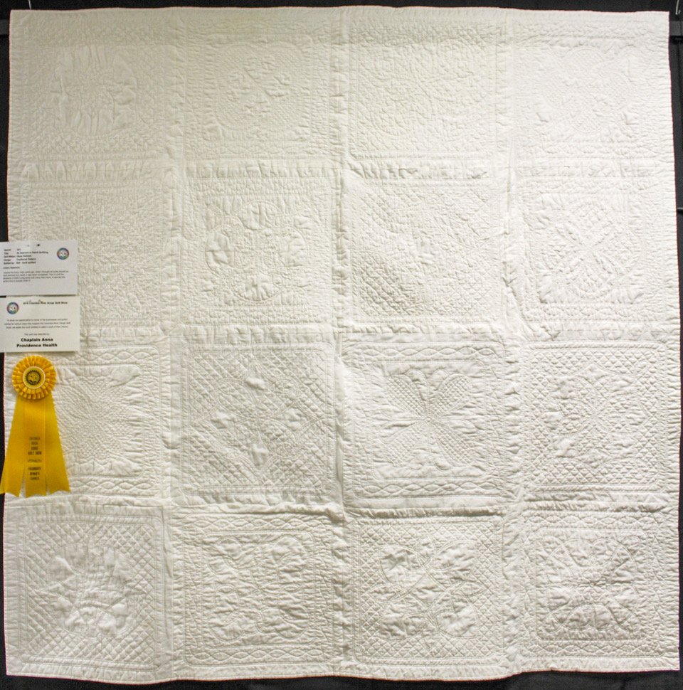Community Judge Award by Chaplain Anna, Providence Health Care: "An Exercise in Hand Quilting" by Diane Keilman