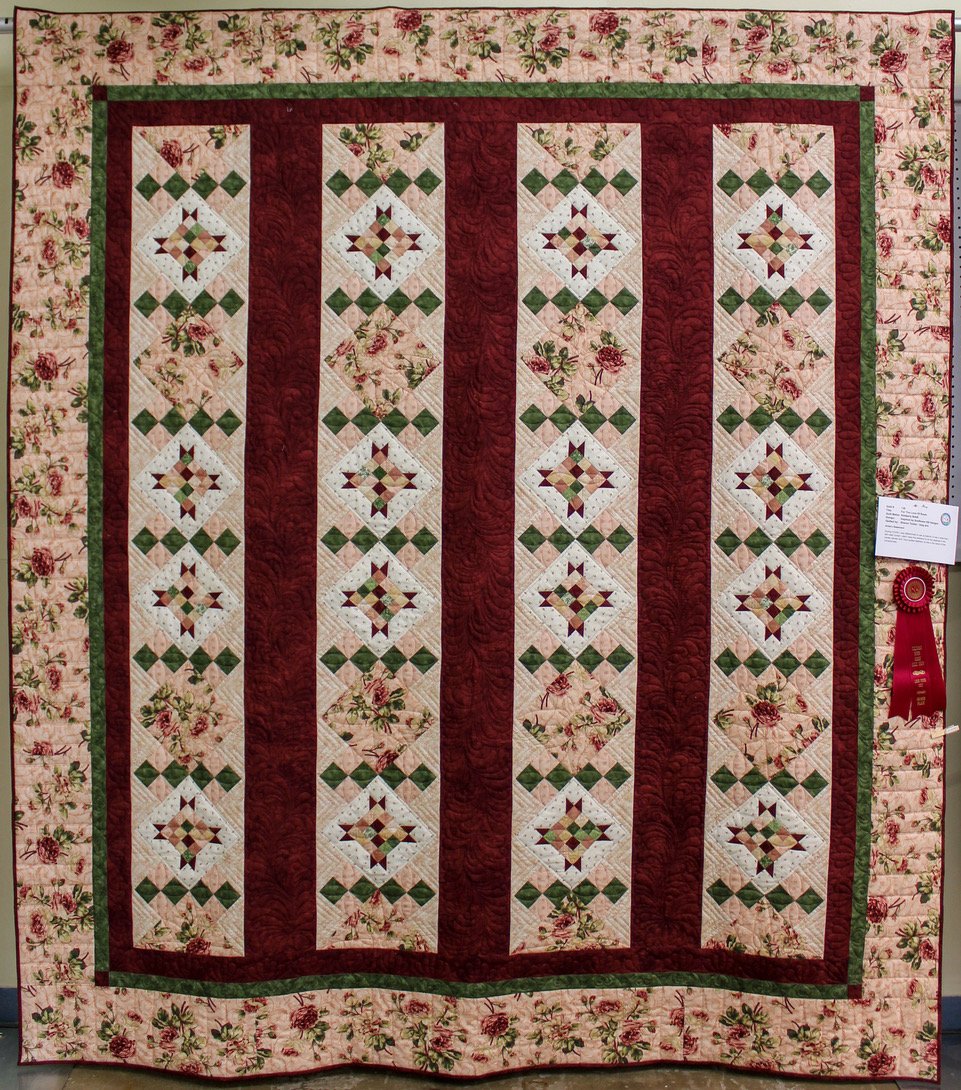 Large Pieced 2nd Place: "For the Love of Roses" by Kimberly Boldt