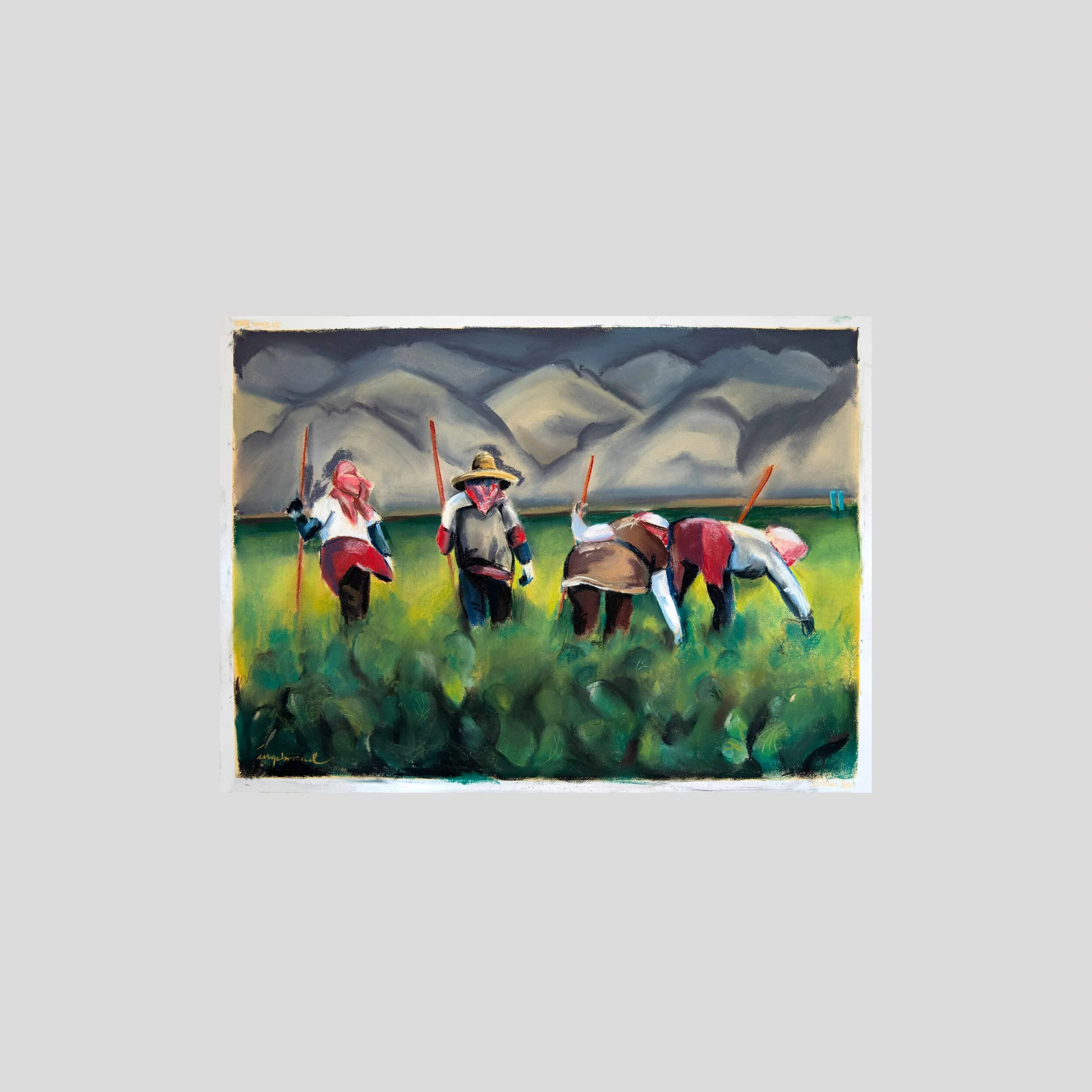 Workers at Days End, pastel