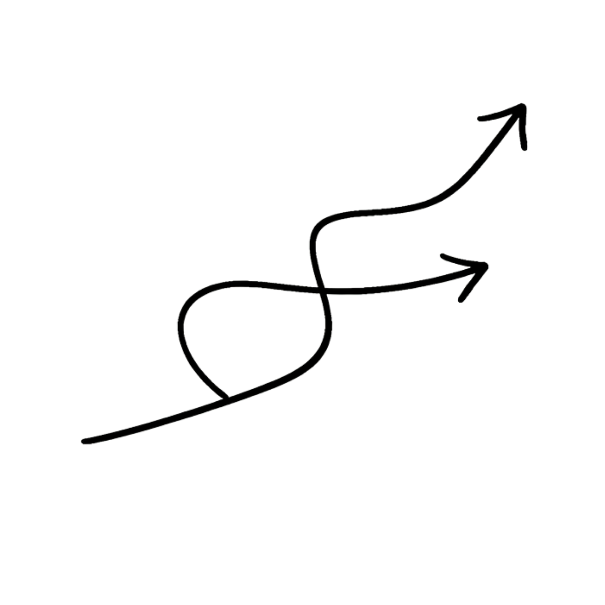 Diagram of a water slide depicting a twisting slide from the top platform, a splash pool at the bottom, and arrows indicating the direction of movement from the platform down through the slide.