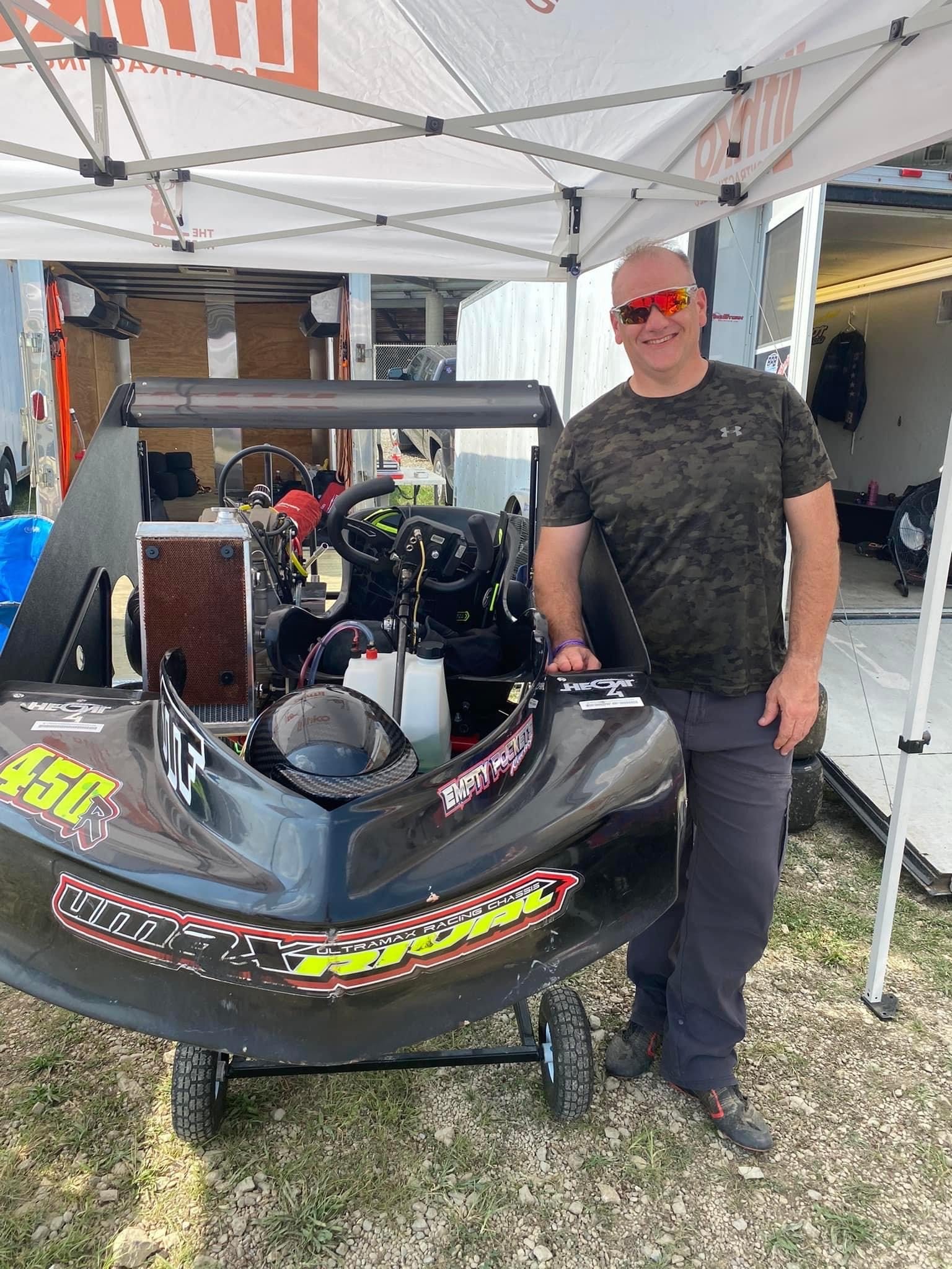  Bill Mears next to his kart 