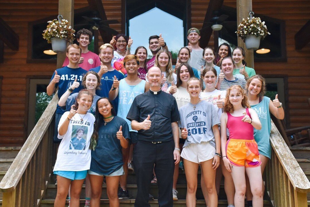 We're proud of our Aggie and Buccaneers serving at The Pines Catholic Camp this summer! Fr. Will joined them to kick off Week 7 with Mass on Sunday. Gig 'em, and Go Trees!