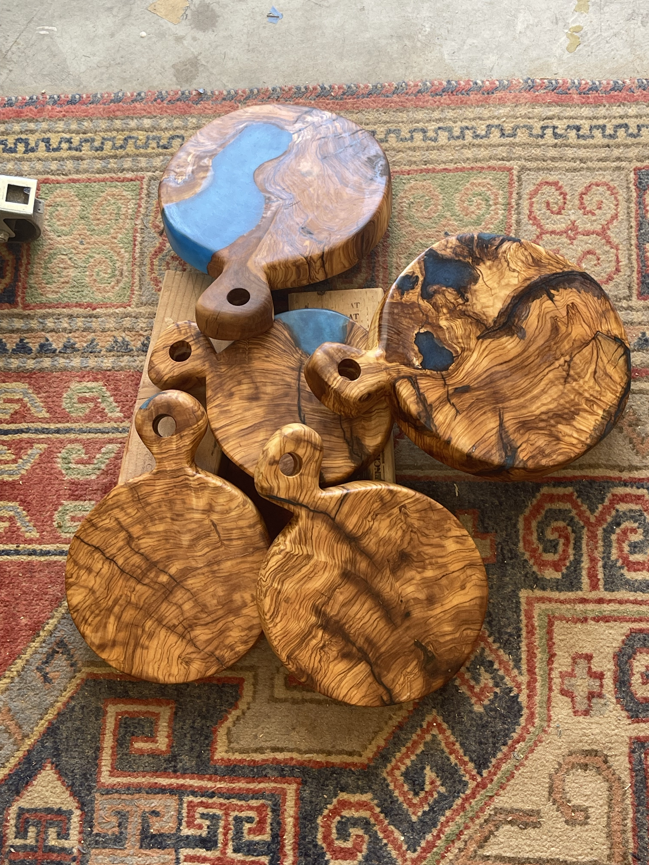 Round Istanbul Olive Wood some with epoxy