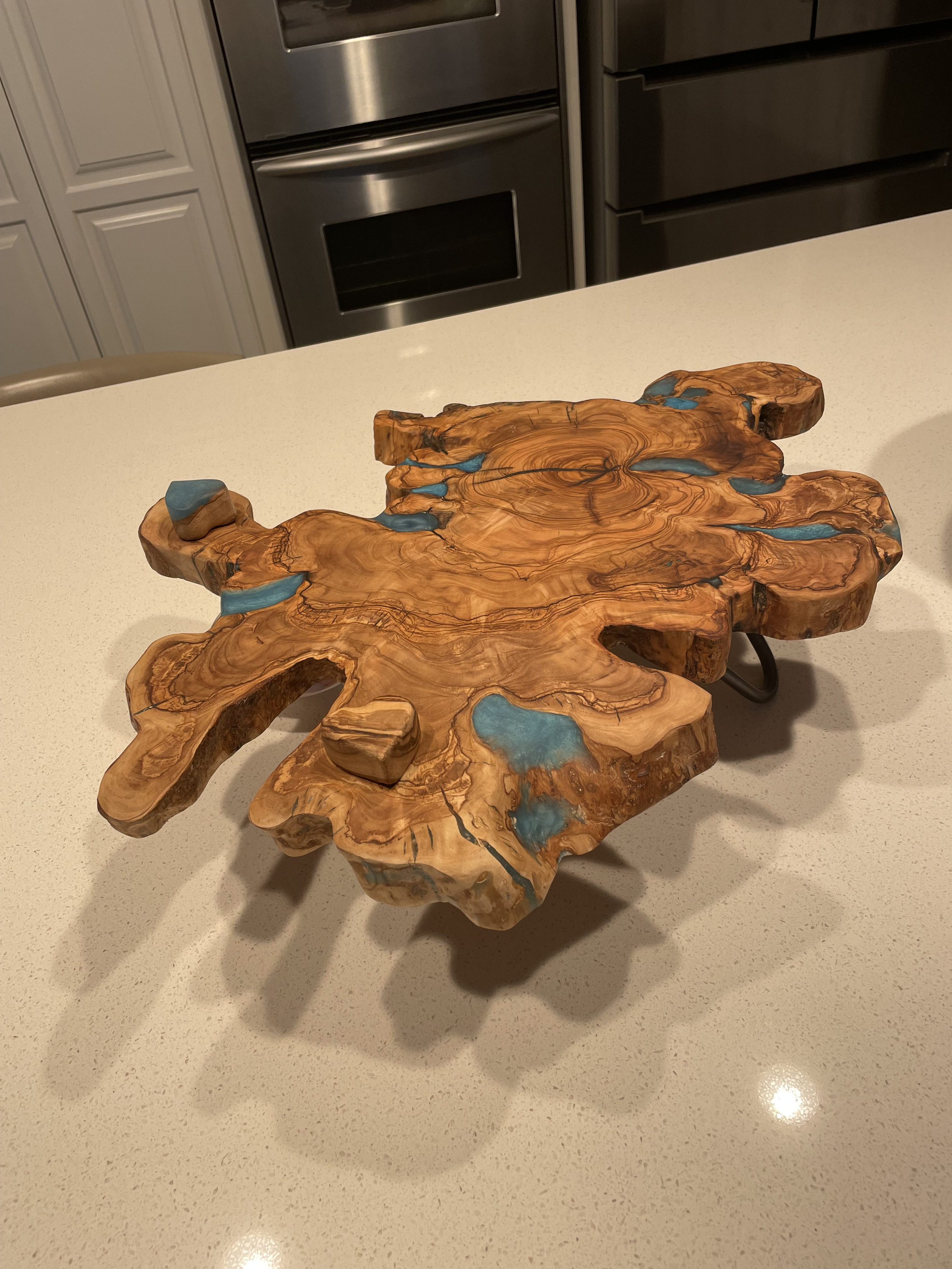Istanbul Olive Wood with epoxy on 3' hairpin legs