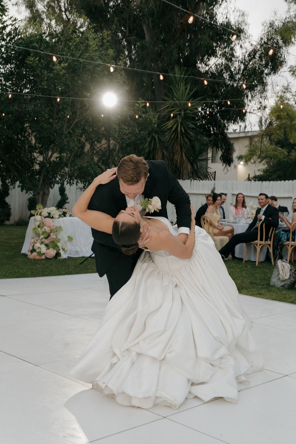 Bride and groom's first dance during their Italy wedding