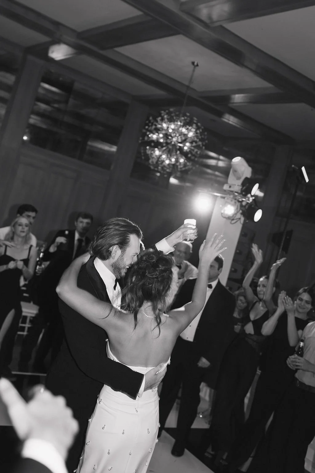 Bride and groom during their Palm Springs wedding reception