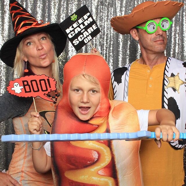 #Halloween week! What are your plans? Whatever they are we hope you have a #hotdog of a time! #photobooth .
.
.
#happyhalloween #photo #pic #pictures #props #costumes #woody #disney #witch #family #instafamily #mustard #obama #booth #familyfun #cute 