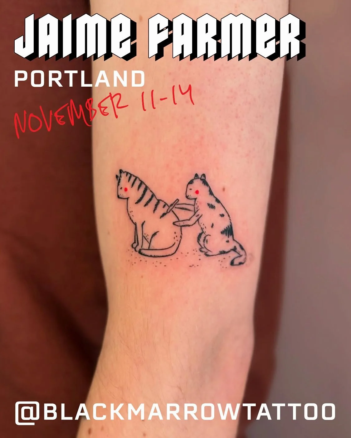 🔥GUEST ALERT🔥
@blackmarrowtattoo will be visiting us from Portland November 11-14 to make some new lil furry friends for you! Contact Jaime directly to book 🐕