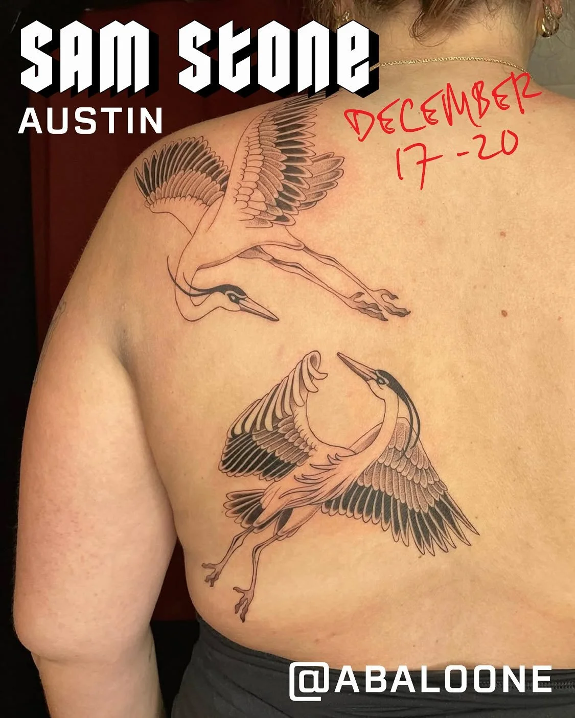 🔥GUEST ALERT🔥
We are hosting @abaloone from Austin December 17-20! Sam definitely does a lot more than bird tattoos, I&rsquo;m just a little obsessed with the bird tats specifically 😅😍 Contact guests directly to book!