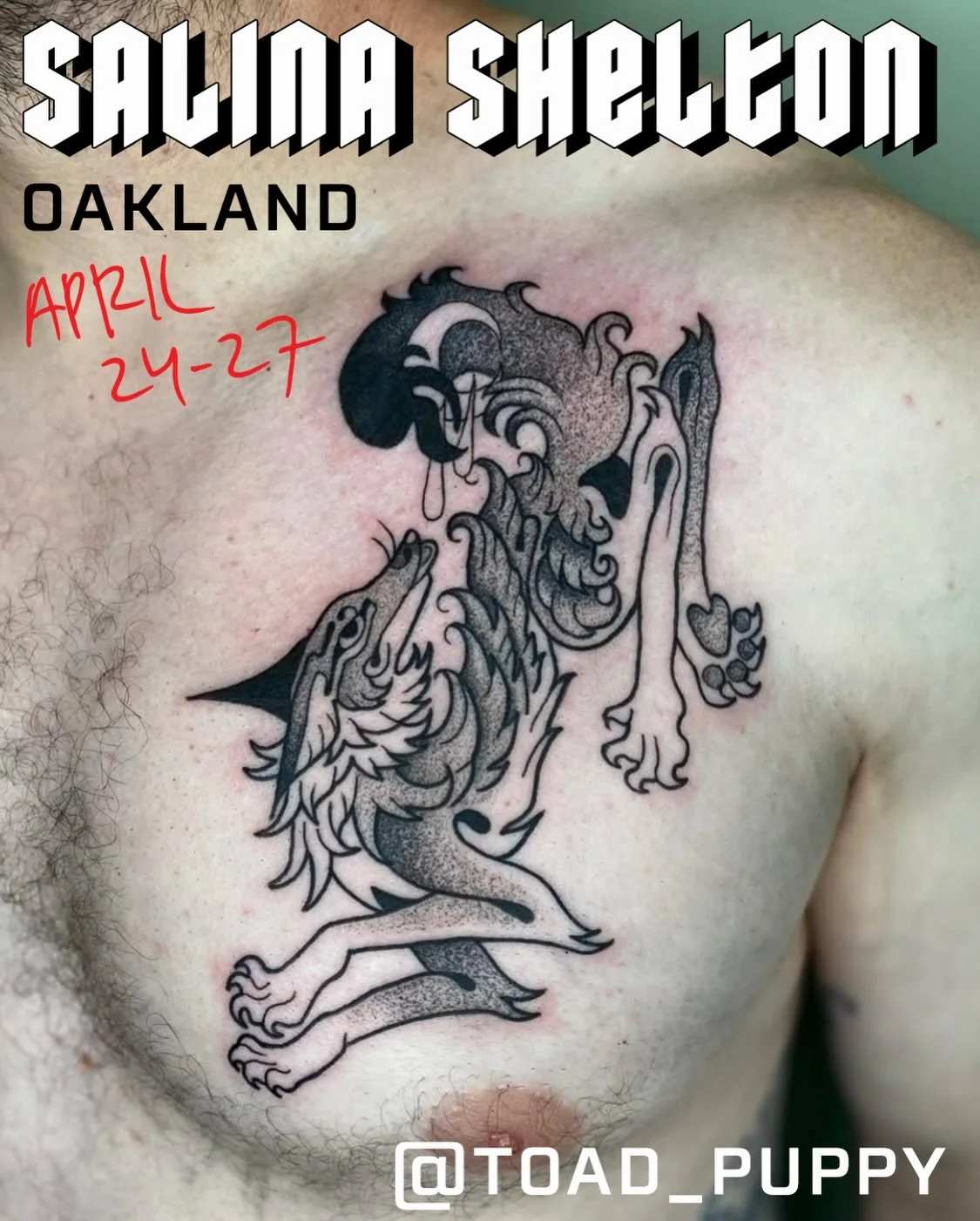 🔥GUEST ALERT🔥
Local freaky fav @toad_puppy is tattooing with us April 24-27! She has so much cool flash available, especially this SICK triple wolf head featured here in the last slide. Contact Salina directly to book!