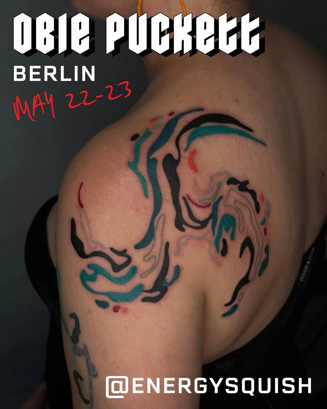🔥GUEST ALERT🔥
Coming up in May we have @energysquish flying in from Berlin! Obie will be doing their signature playful, flowing tats with us May 22-23. Contact them directly to book!