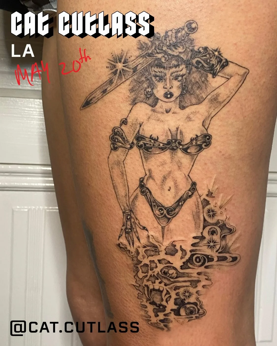 🔥GUEST ALERT🔥
@cat.cutlass works with us for ONE DAY ONLY, May 20th, serving up some truly iconic 1980s dark fantasy tattoos for all you old school punks, goths, metal heads, and appreciators of leather, big hair, and demons! Contact Cat directly t