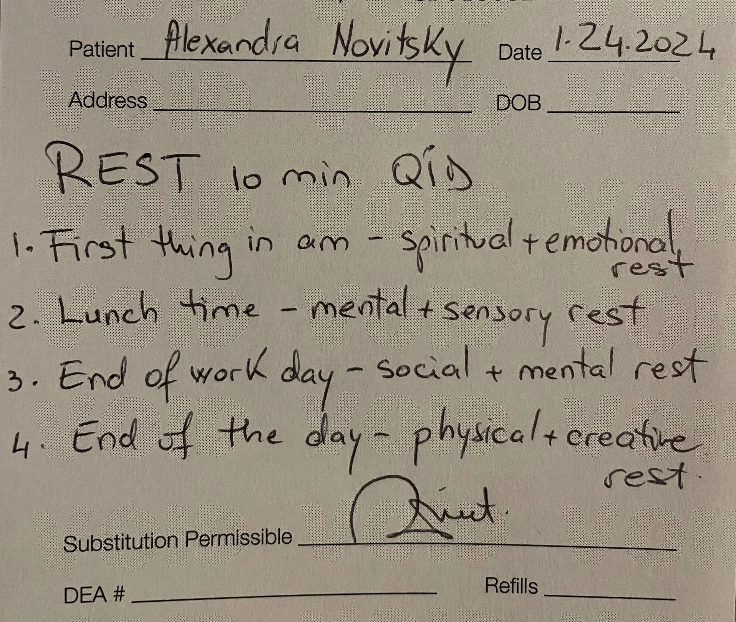 Rx to rest