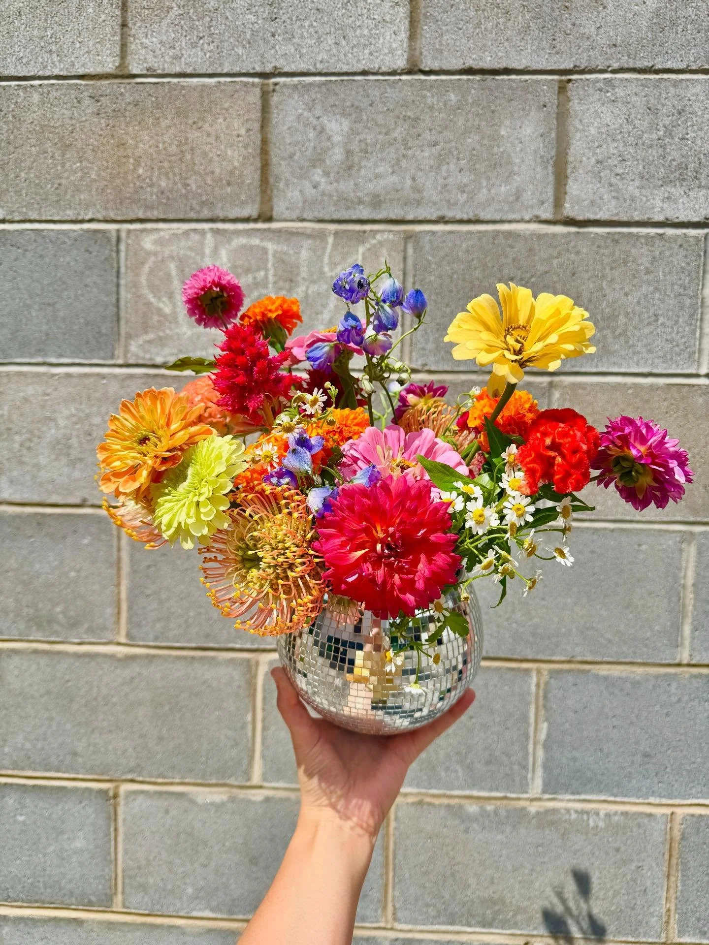 No pumpkin spice over here yet, we&rsquo;re still soaking up these gorgeous summer hues for as long as we can! 

Our Cheery Disco Arrangement is full of those end-of-summer colors that dreams are made of. 🌞🪩