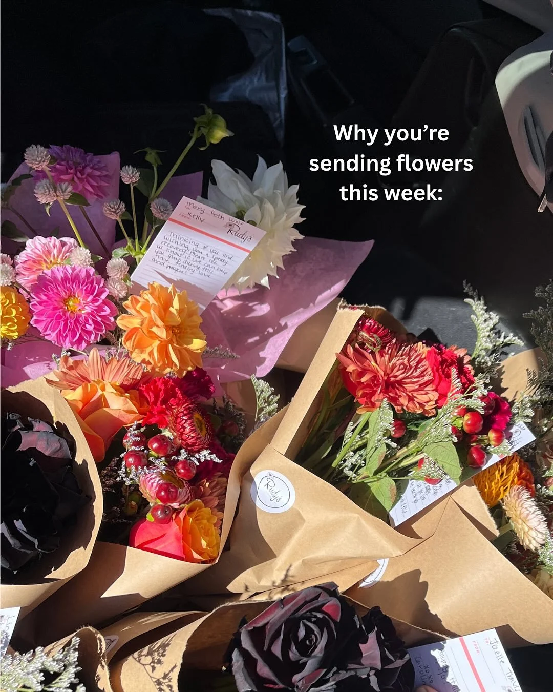Why you&rsquo;re sending flowers this week? Because there&rsquo;s nothing sunshine + flowers can&rsquo;t fix 🌞🌸

Order by noon Monday - Saturday for same day delivery.

*Pictured is our Fall Sunflower Bouquet, Last Hurrah of Fall Bouquet, and Autum
