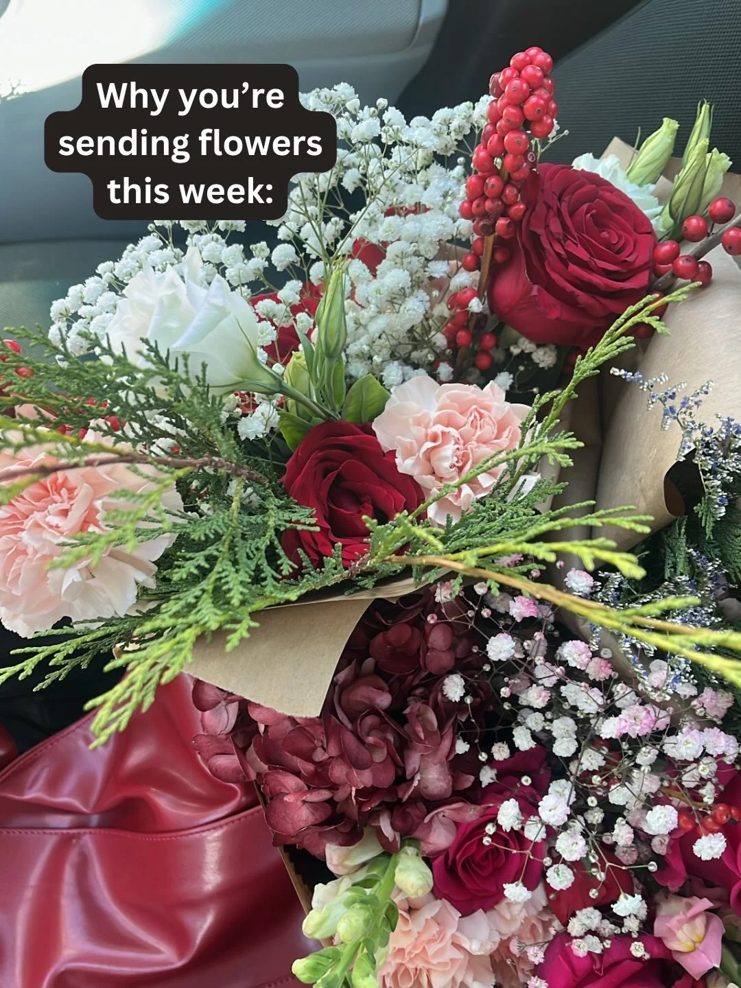 Love notes and blooms: holiday bouquet addition 💌 

Order by noon for same day delivery! 🚚