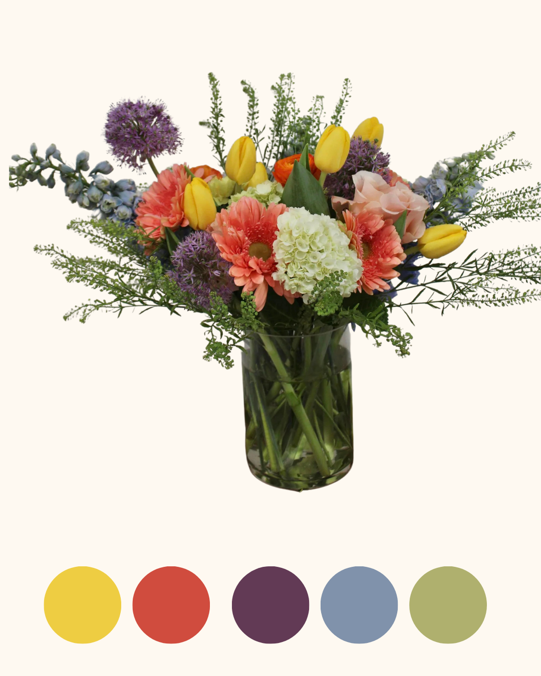 spring garden vase arrangement, spring bouquet, Spring Flowers, Easter Gifts, spring vase arrangement, roses, hydrangeas, tulips