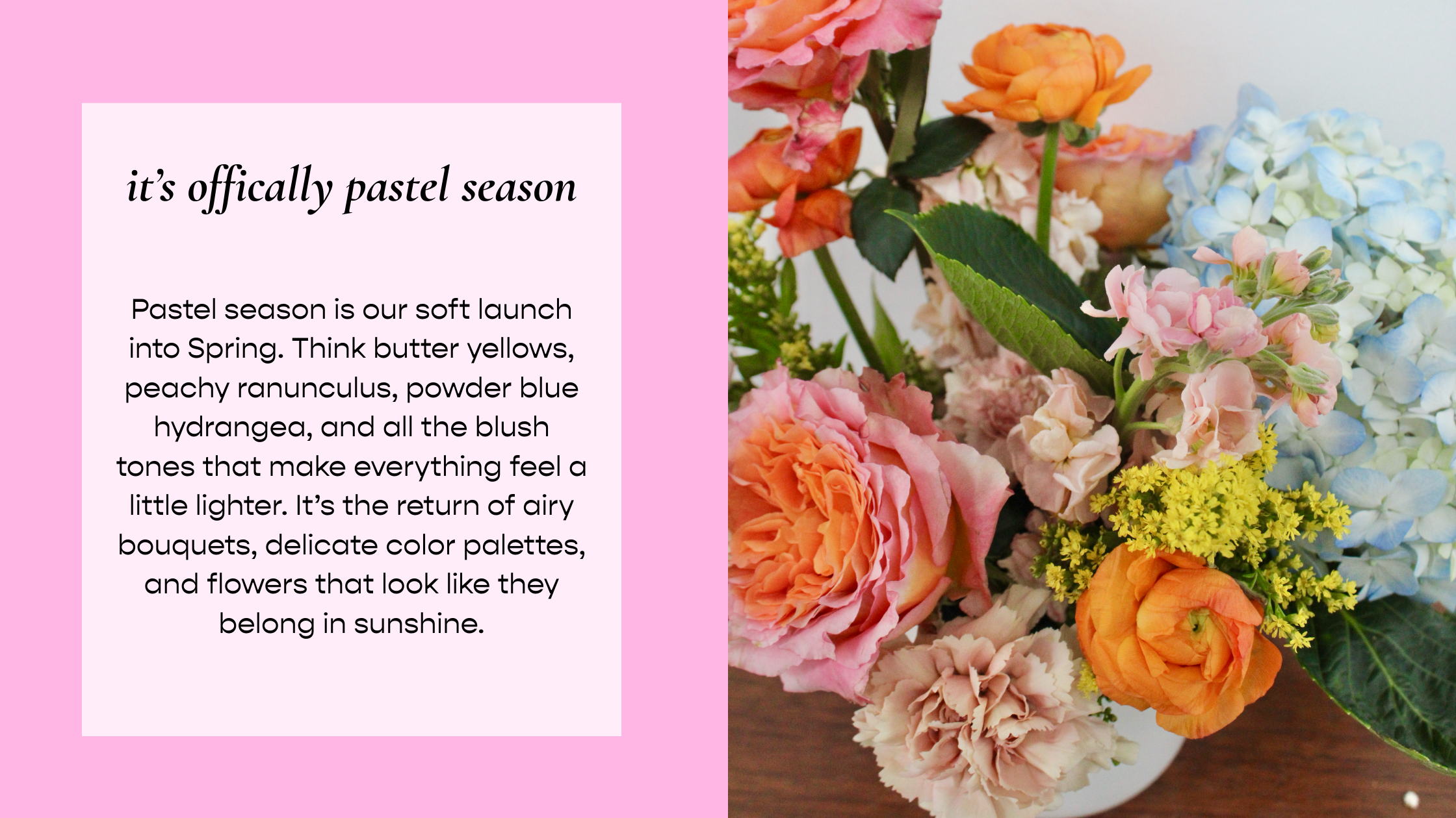 pastel floral bouquets for spring, easter flowers, easter floral bouquets, ranunculus pastel bouquets