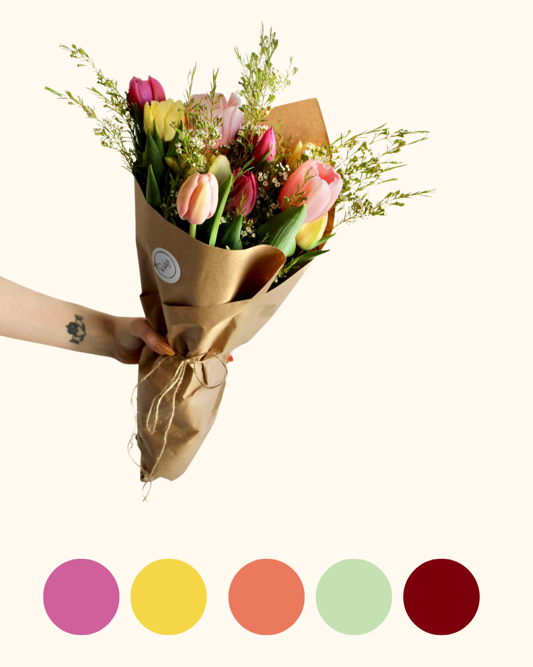 tulip bouquet, spring bouquet, Spring Flowers, Easter Gifts, spring vase arrangement, roses, hydrangeas, tulips
