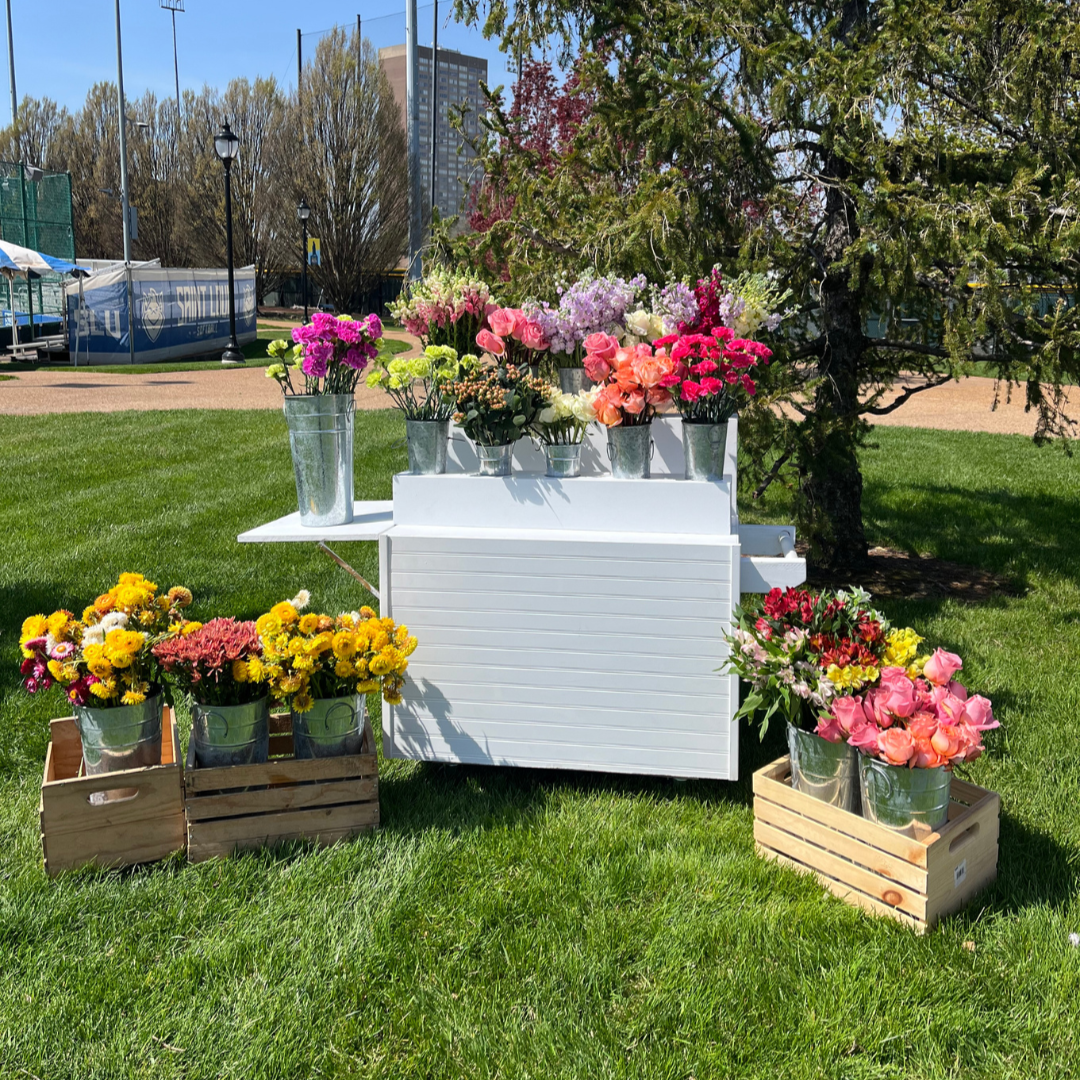 flower events, stem bar rental, flower rental, flower bar rental near me, flower rental st louis, flower cart rental, flower truck near me, build your own bouquet