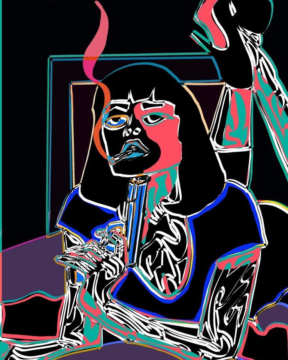 Pulp Fiction Remix.  #tarintino #art #artofinstagram #artistsoninstagram #illustration #artwork #artist #illustration #illustrator #digital #digitalart #procreate #pulpfuction #smoke #surrealart #contemporaryart