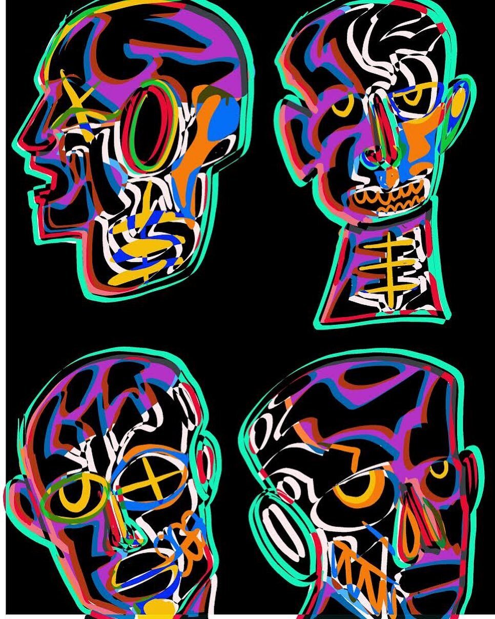 Shrunken Heads. #art #illustration #illustrationartists #illustrator #bostonartist #bostonarts #icaboston #bostonart #procreate #procreateart #digital #digitalart #digitalillustration #painting #digitalpainting #fineart