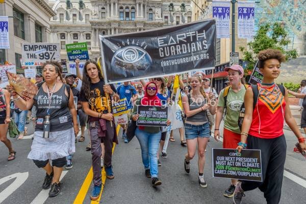 Some Earth Guardians at the March for a Clean Energy Revolution before the Democratic National Committee in Philadelphia this past summer.