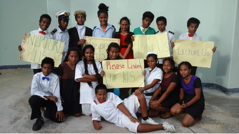 KCCN conducts workshops with students and community members on South Tarawa, the capital island of Kiribati