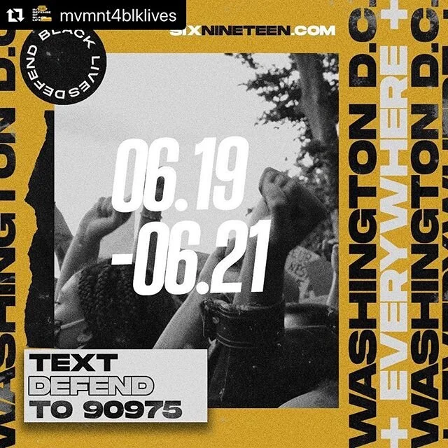 Juneteenth is just a few days away. Read more about it from @mvmnt4blklives 👇🏼
・・・
On June 19, 1865, Black communities in Texas finally received the news that they were free.

Juneteenth (June 19th) is a day that honors Black freedom and Black resistance, and centers Black
people&rsquo;s unique contribution to the struggle for justice in the U.S. This Juneteenth is a rare moment for
our communities to proclaim in one voice that Black Lives Matter, and that we won&rsquo;t tolerate anything
less than justice for all our people.

Join us on the #SixNineteen mobilization on Juneteenth weekend, June 19&ndash;21, 2020. Take action in
front of the White House, in your community, or at home.

#DefundPolice #DefendBlackLife