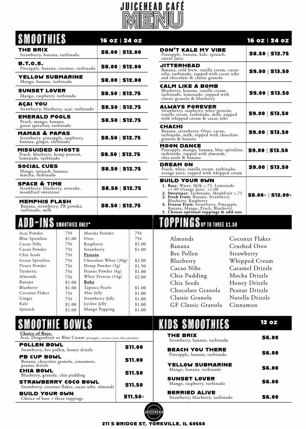 MENU + FAQS — HEAD HONCHO