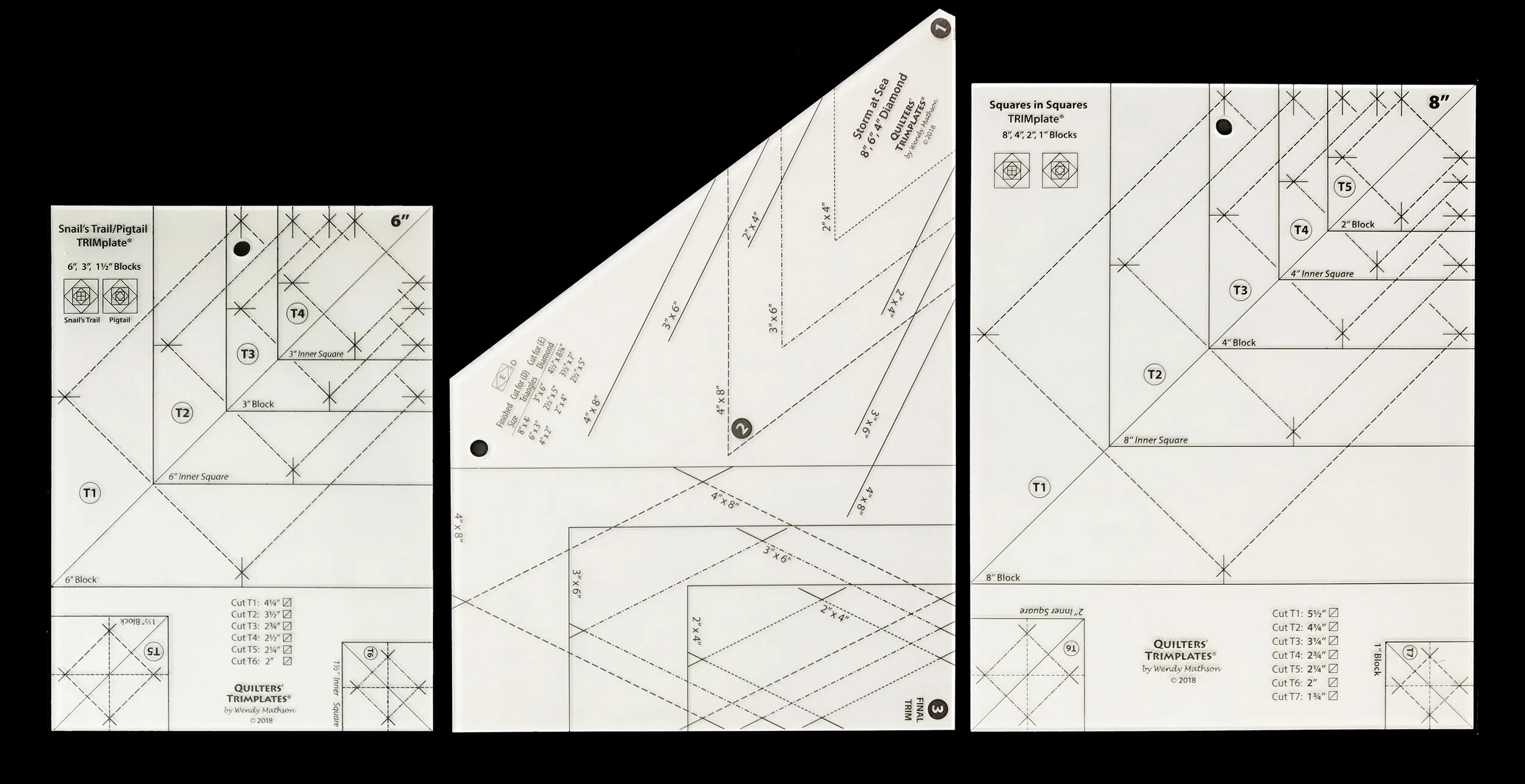 TRIMPlate Set: 6” SIS (left), 8–6–4 Diamond (center), 8” SIS (right)