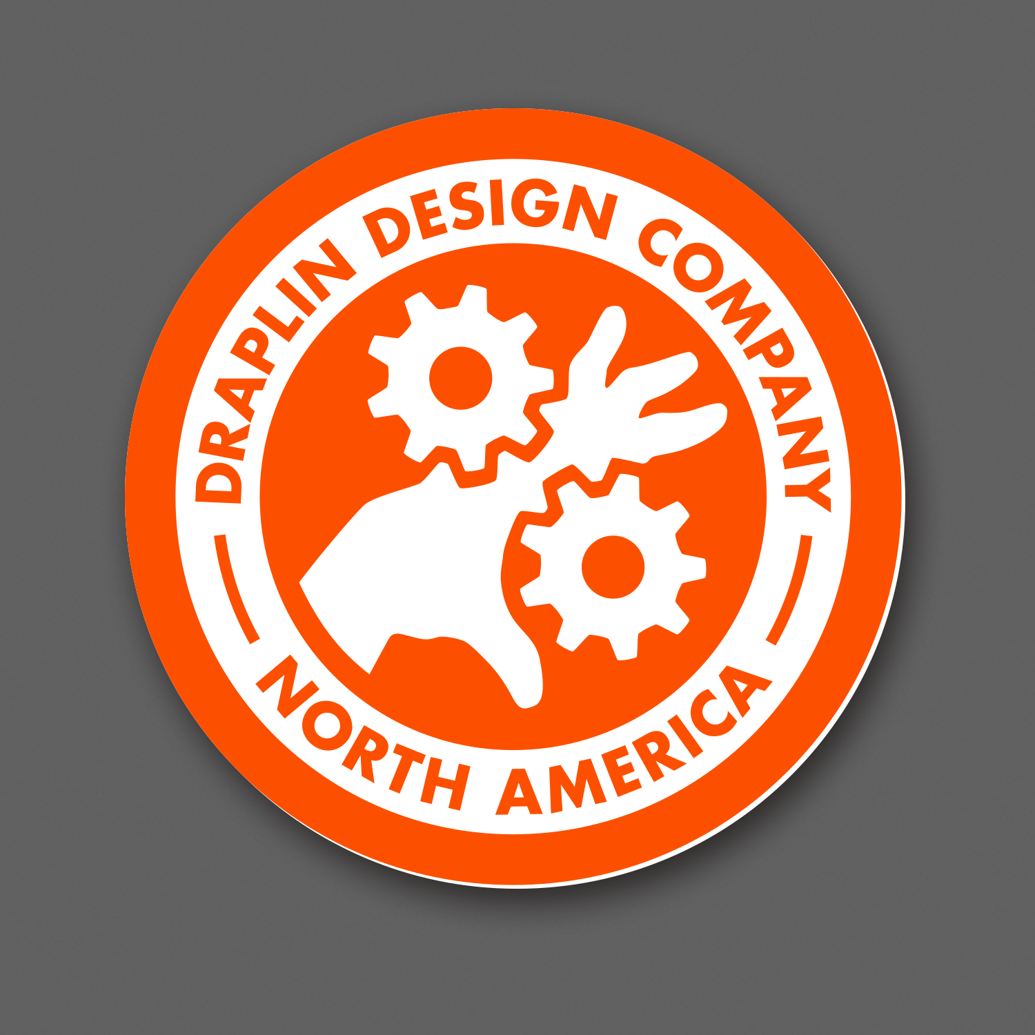 DDC-013 “DDC Hand-In-Gears - Orange/White” Decal