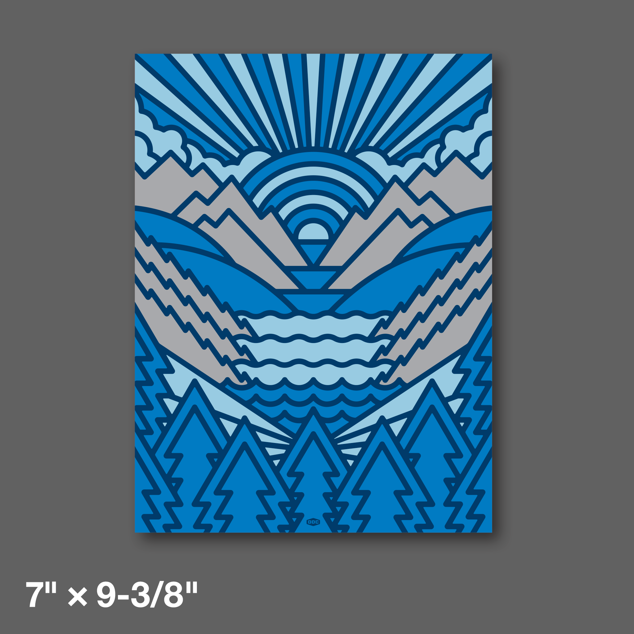 DDC-168 “Thick Lines Valley - Blue Earth” Mini Print - 7" × 9-3/8"
