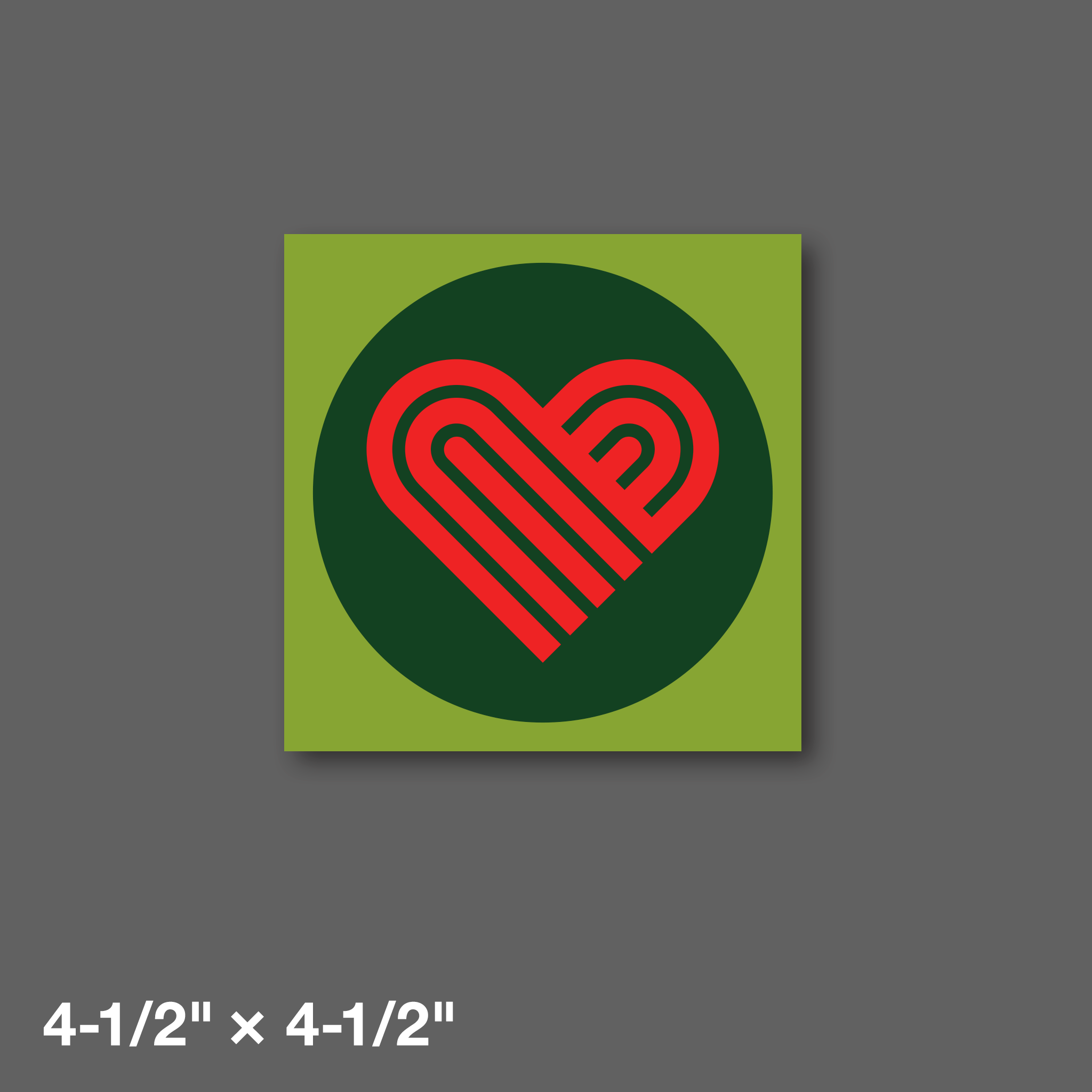 DDC-153 “Thick Lines Heart - Green/Red” Mini Print - 4-1/2" × 4-1/2"
