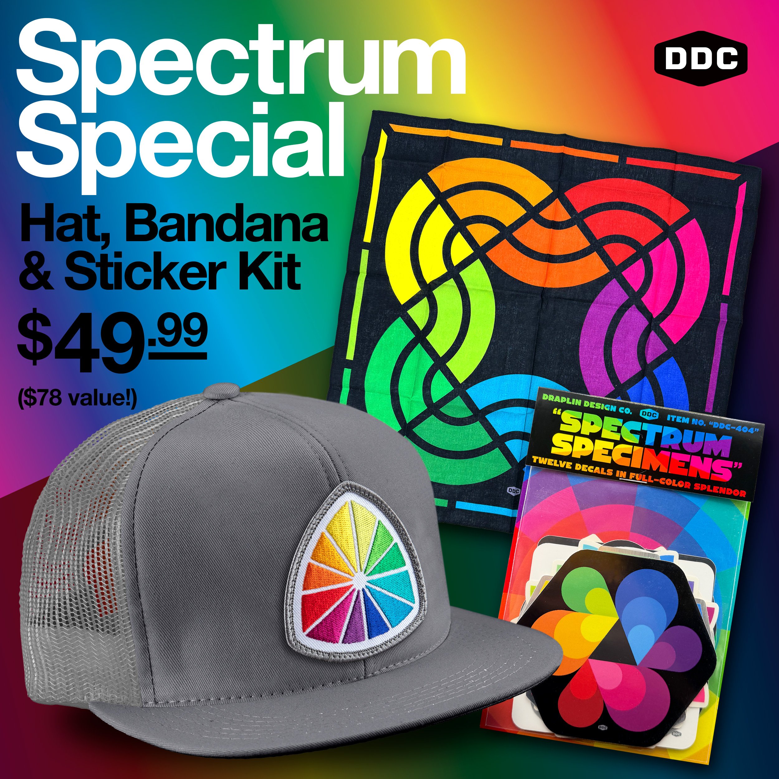DDC-404 “Spectrum Special – Hat, Bandana & Sticker Kit” Super Sale