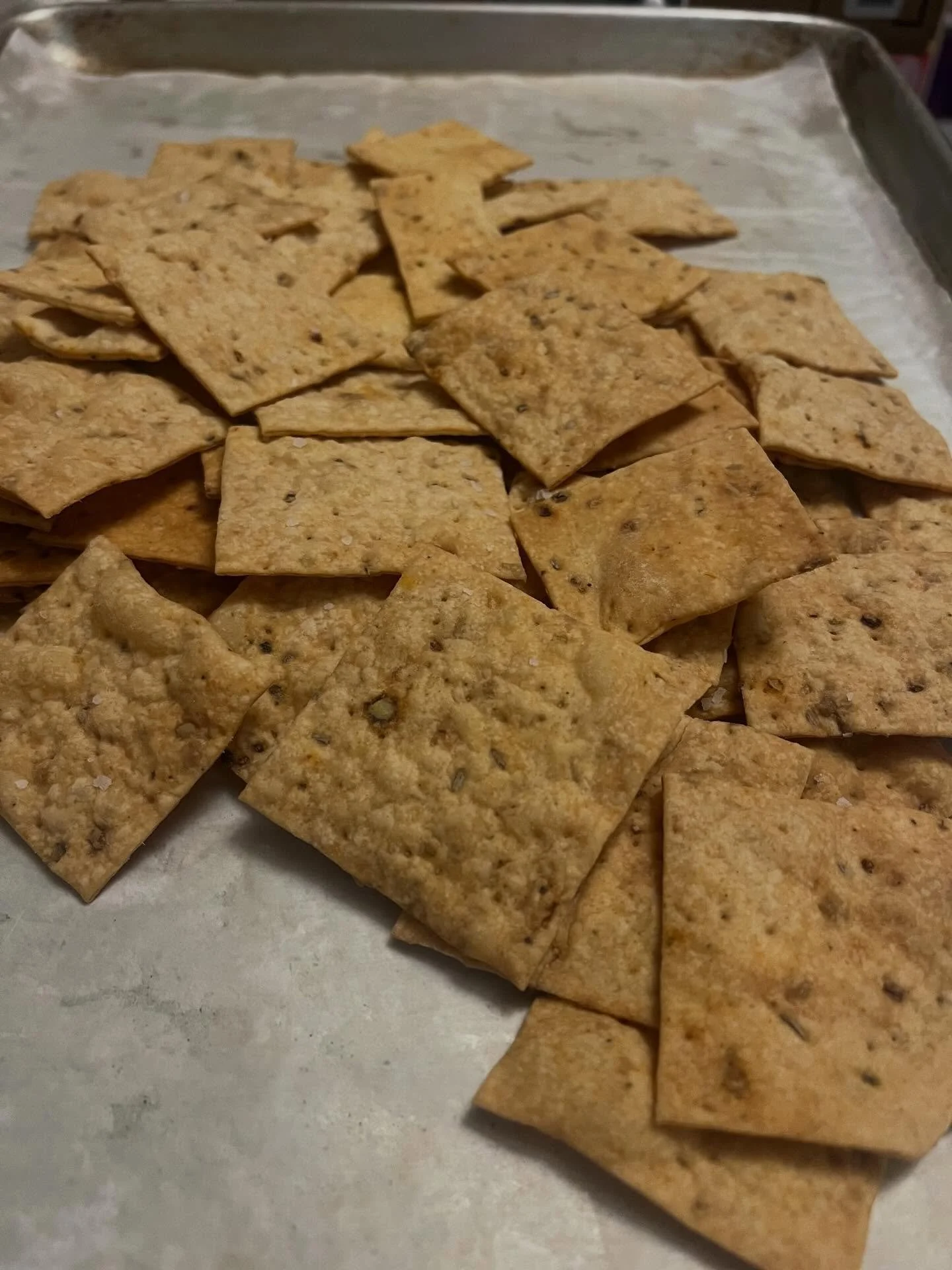 First batch of crackers from home (roadhouse flavor naturally)! Turned out lovely! So happy to have them again!