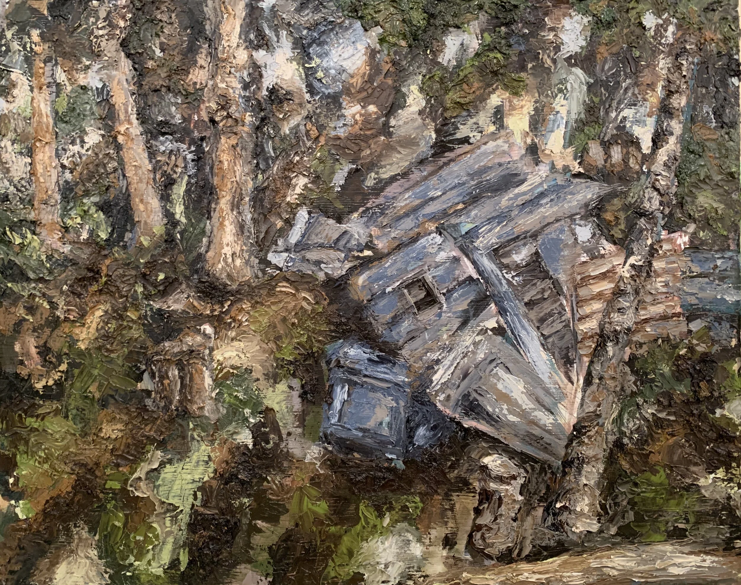 Destruction and Resurgence, 2020, Oil on Wood Panel, 16x24
($300)