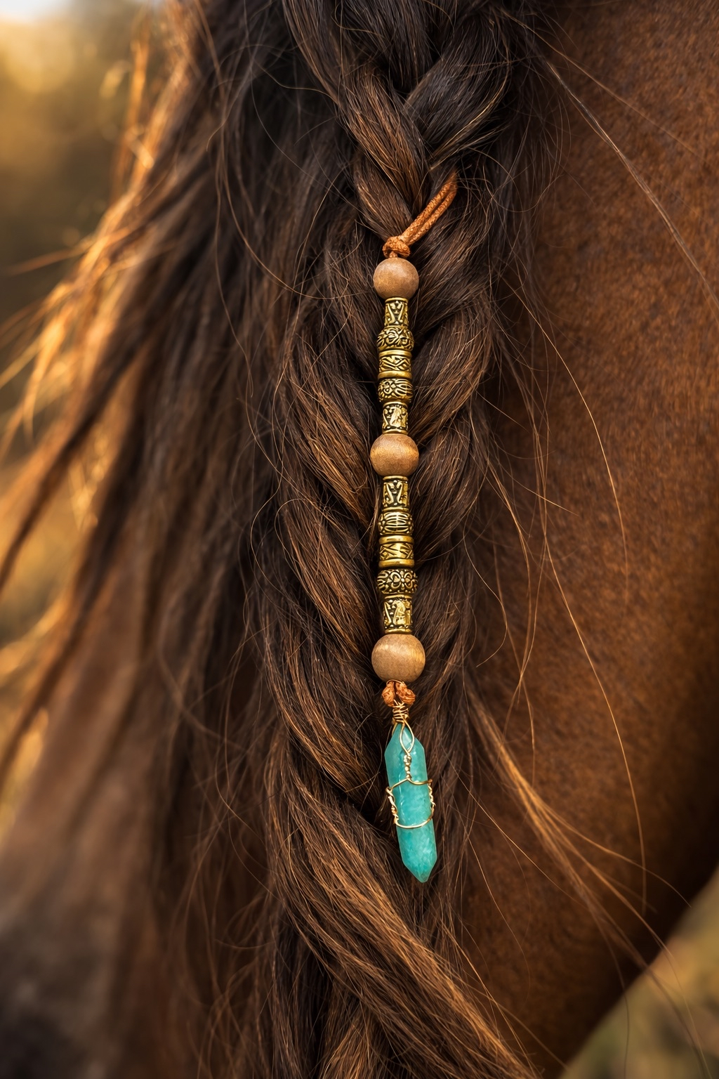 6" Braid-In Charm - Dyed Quartz on Rolled Leather
