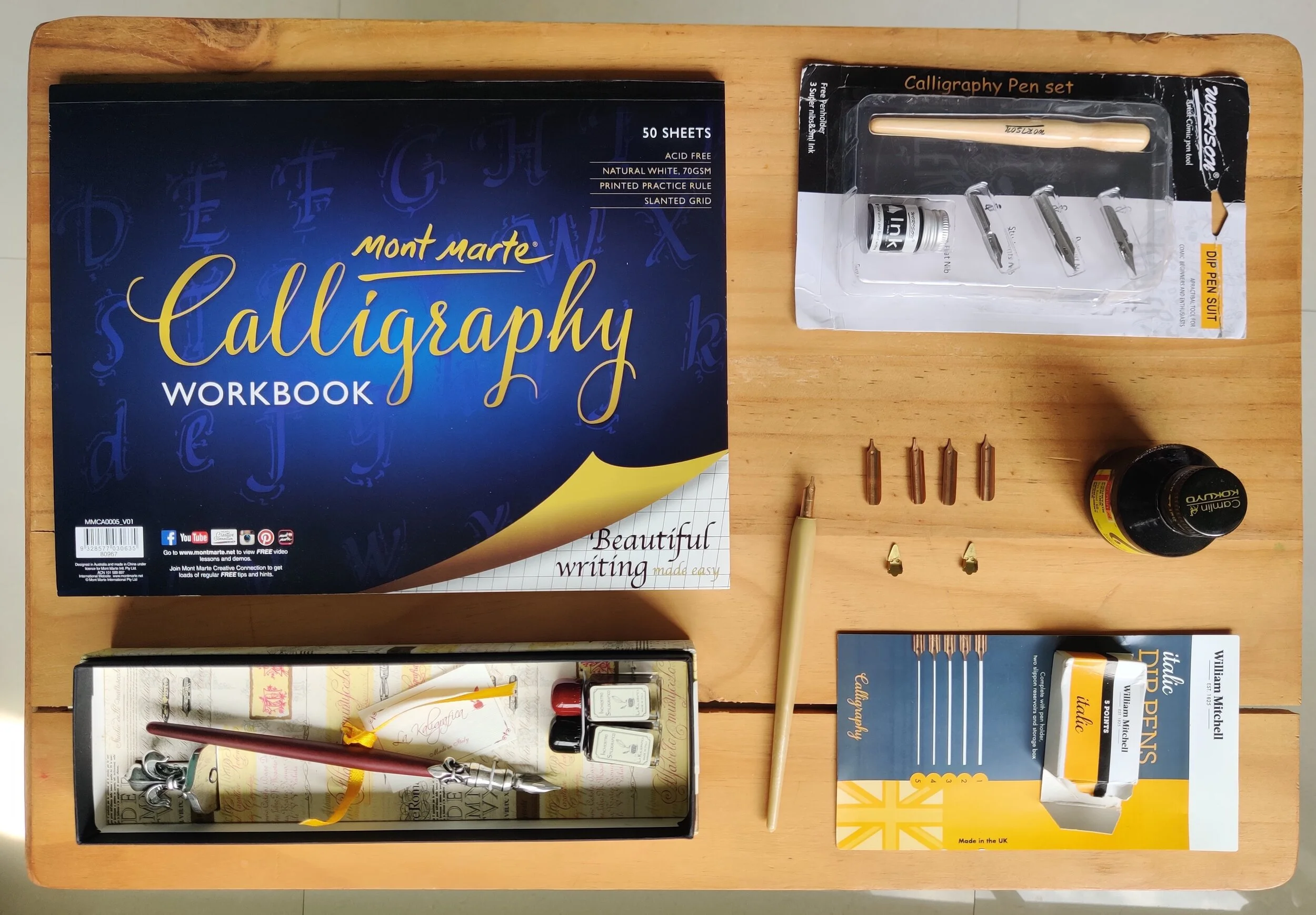 All things of (LATIN) calligraphy that I owned before I ordered the bamboo reed pens.