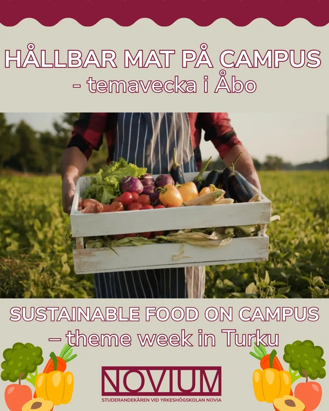 Hållbar mat på campus - temavecka i Åbo 🥦🍲
Alla högskolor i Åbo och deras campusrestauranger deltar i kampanjveckan "Hållbar mat på campus", som arrangeras under vecka 44, den 27 oktober till 2 no