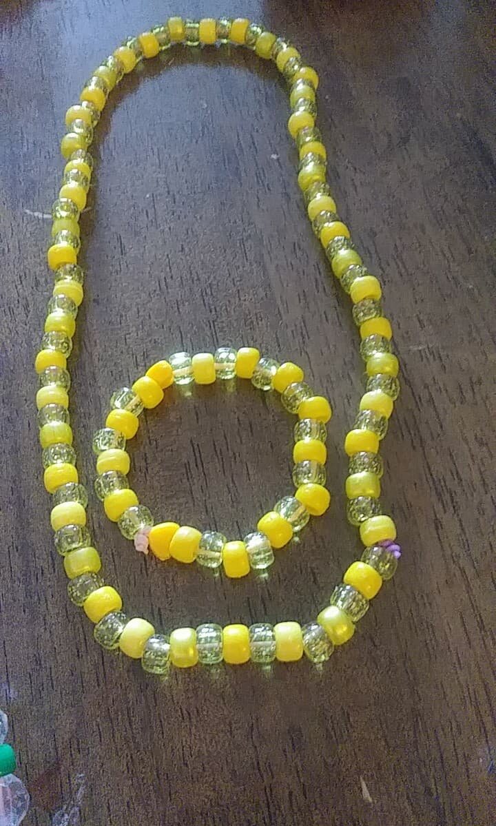Yellow Beaded Necklace and Bracelet