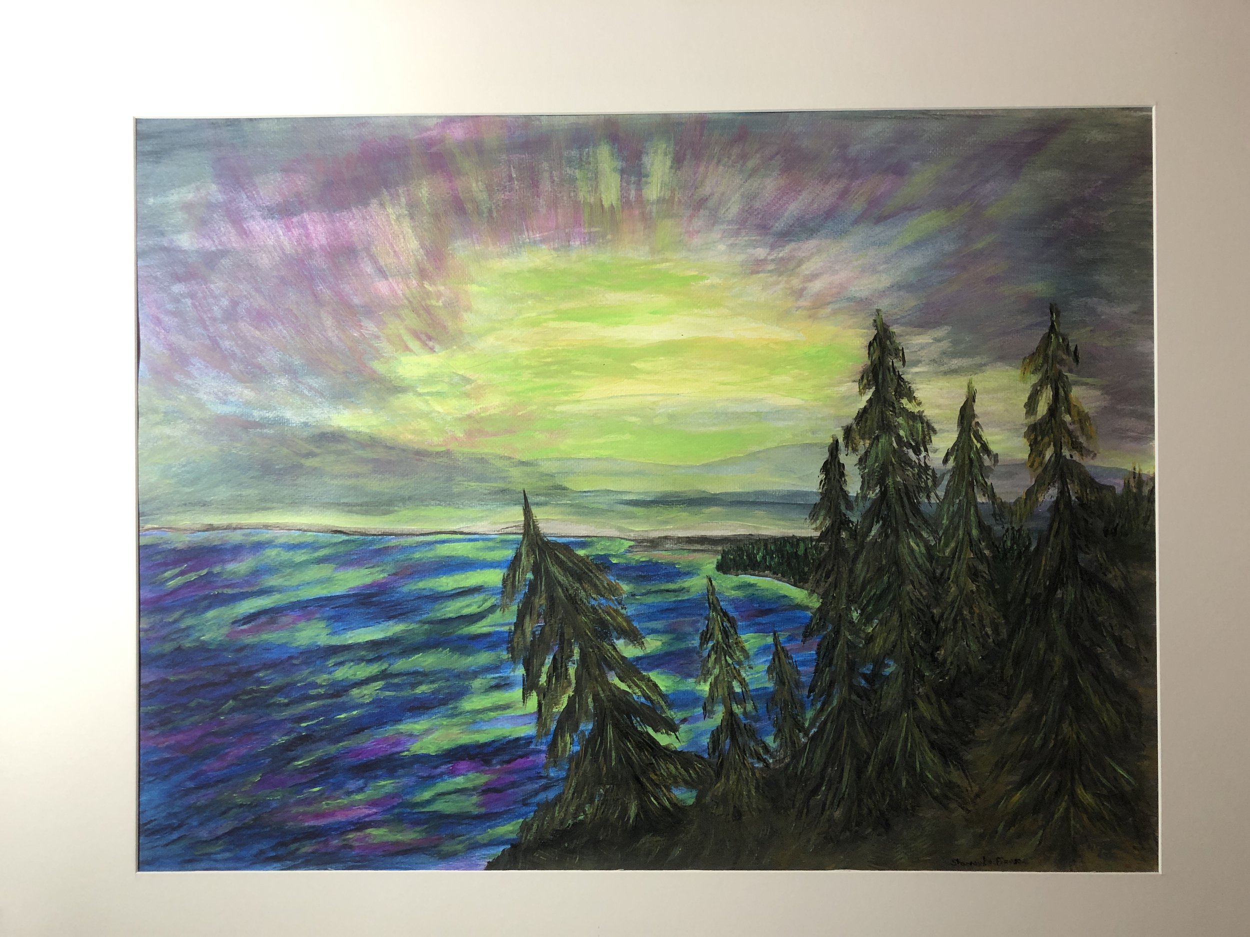 Lake and Aurora Borealis