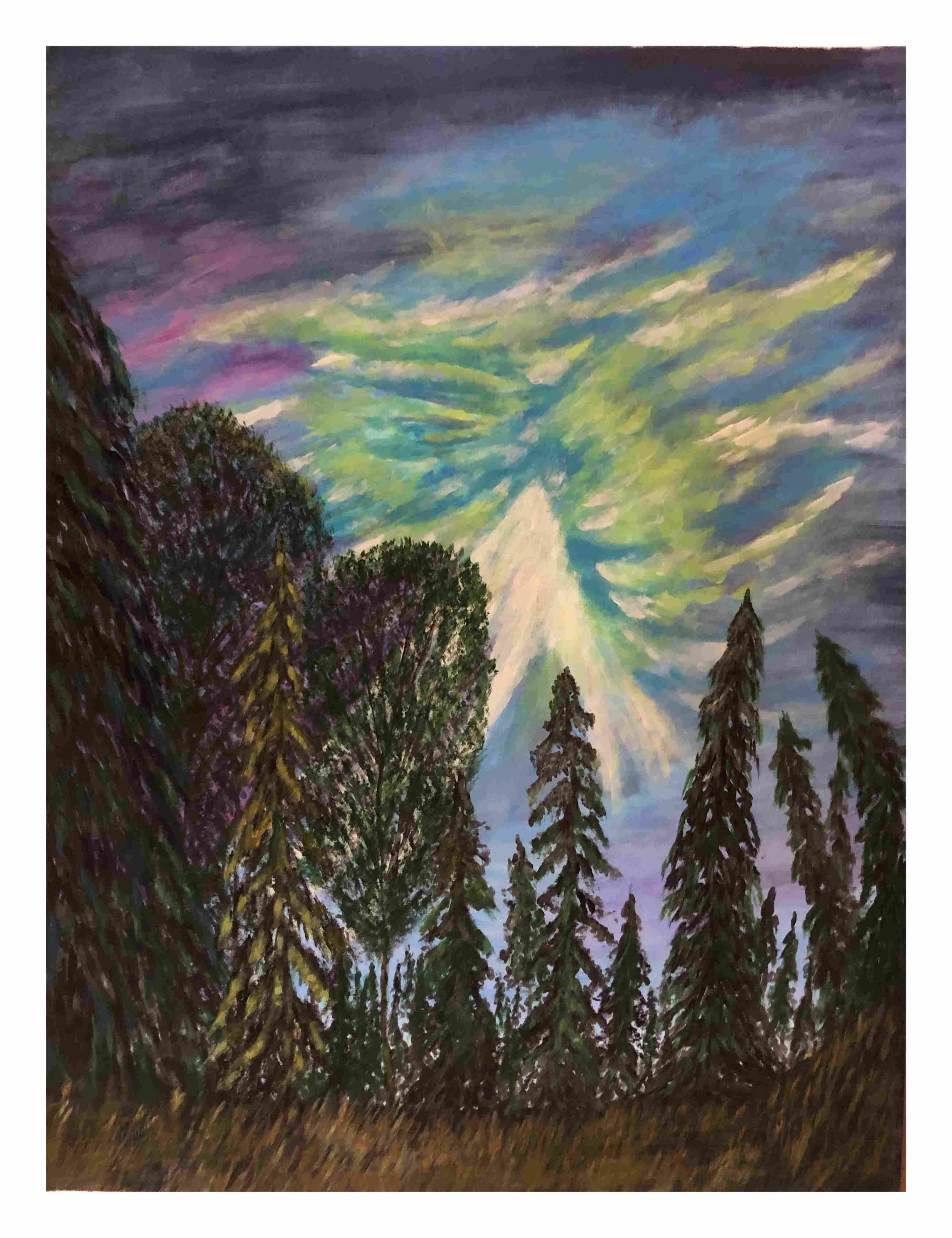 Mountain and Aurora Borealis