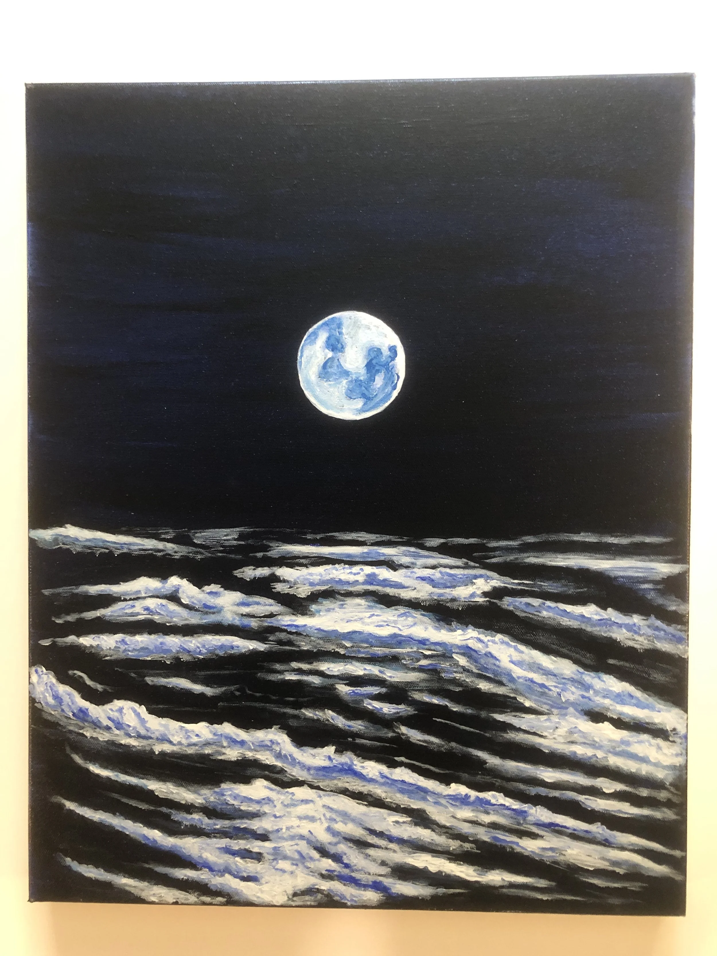 Midnight Moon over Waves