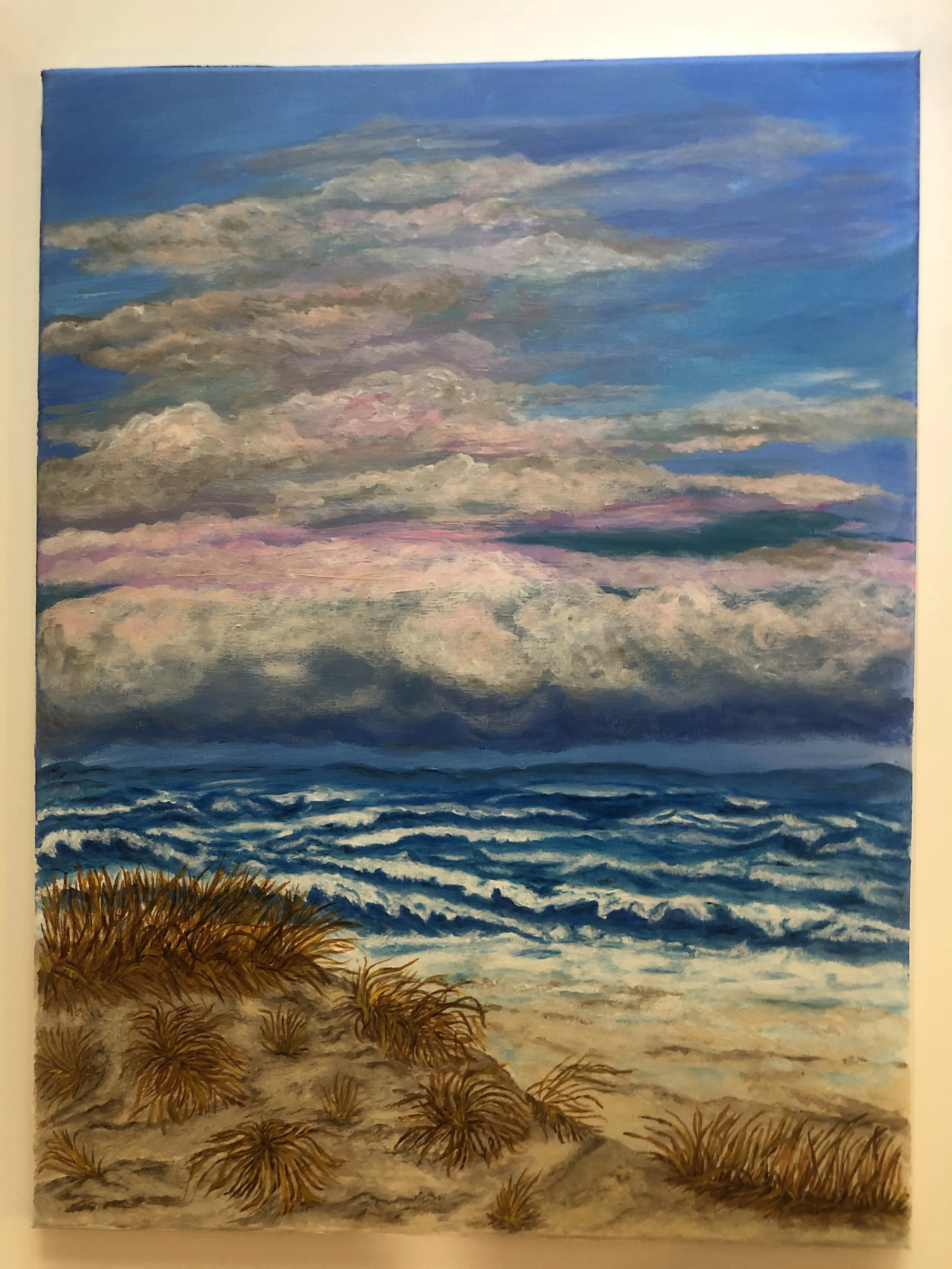 Dunes on Rough Lake with Clouds