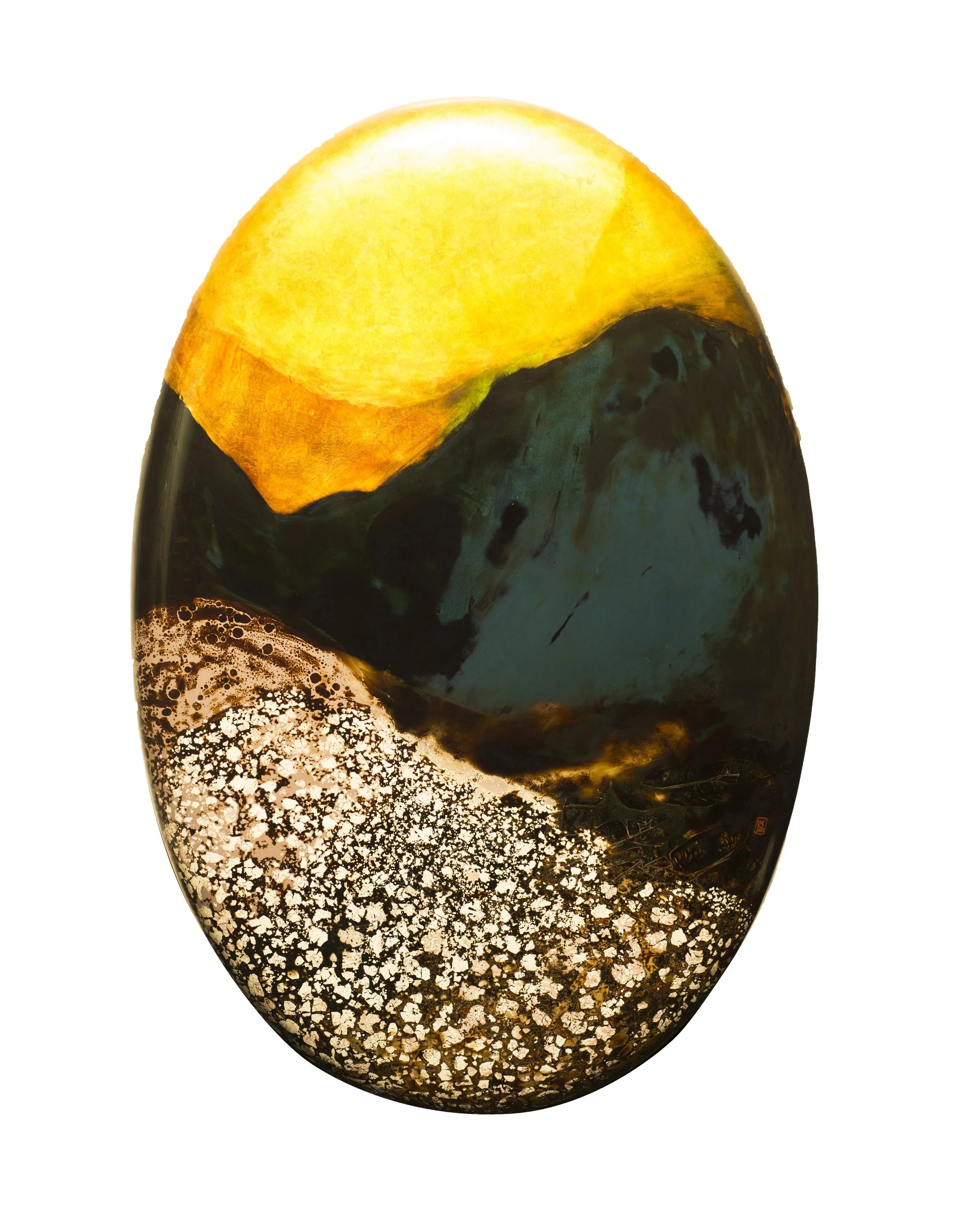 Trầm tích 12, sơn mài, cốt vải bồi sơn ta. 120x78x10cm, 2025.JPG