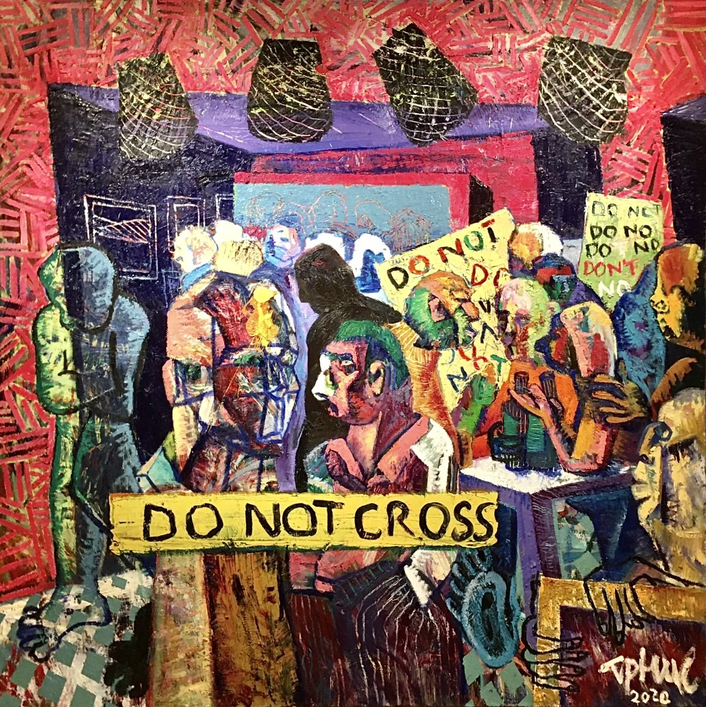 Do not cross (2020). Oil on canvas. 150 x 150 cm